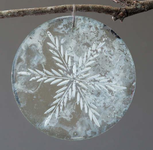 Antique Mirror Round Drop Ornament