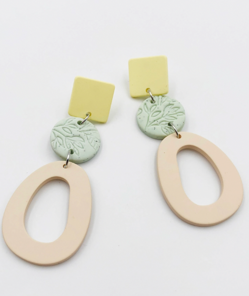 Square Round Drop Earrings