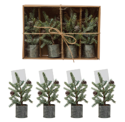 Faux Pine Tree Place Card Holders, Boxed Set of 4