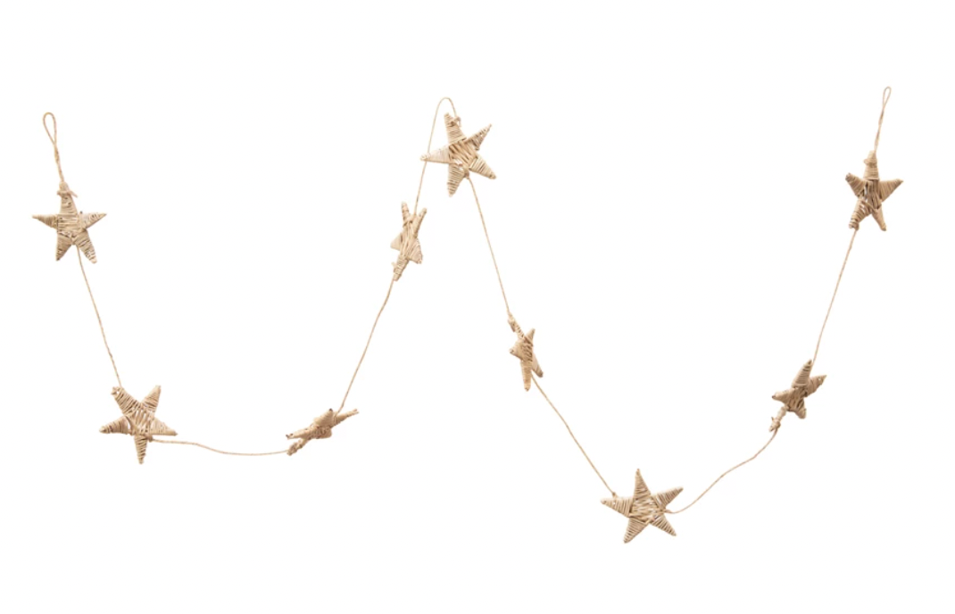 Hand-Woven Dried Natural Lata Star Garland