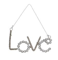 4"H Metal, Glass Bead and Jewel Ornament "Love"