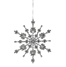 10-1/4"H Metal and Acrylic Jewel Snowflake Ornament, Gunmetal Finish