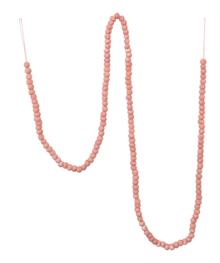 72"L Wool Felt Ball Garland, Pink