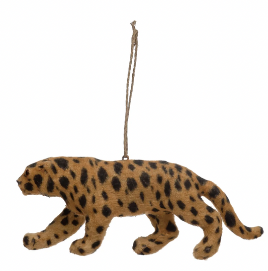 2-1/4"H Faux Fur Jaguar Ornament