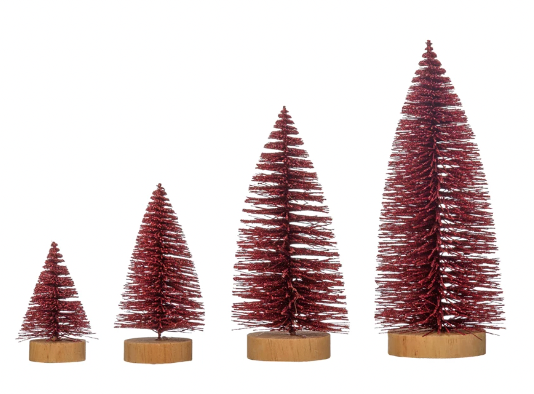 Sisal Bottle Brush Trees, Set of 4