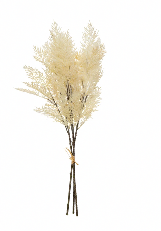 28"H Flocked Faux Reed Plume, White