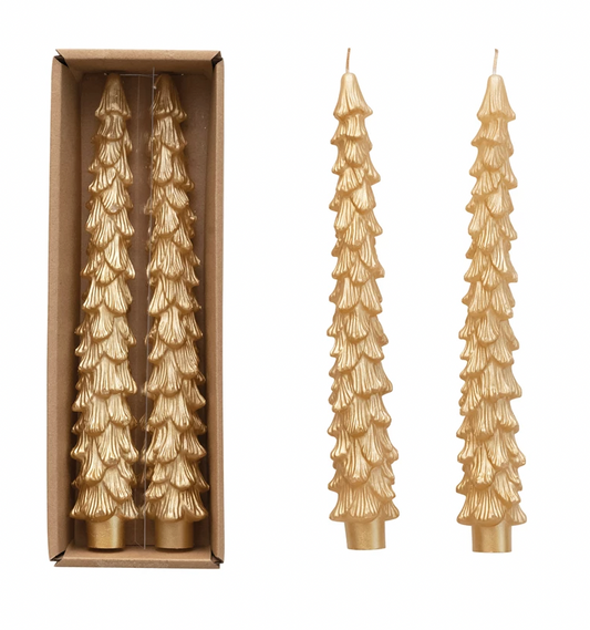 Unscented Tree Shaped Taper Candles, Set of 2