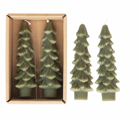 Unscented Tree Shaped Taper Candles, Set of 2