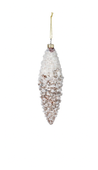 Frosted Brown Pinnacle Pine Cone Glass Ornament, Small