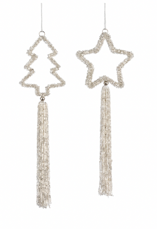 Glass Beaded Tassel Ornament, 2 Assorted Styles