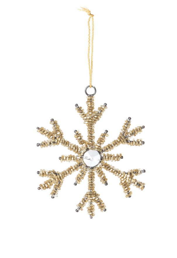 Woodland Snowflake Beaded Ornament, Small