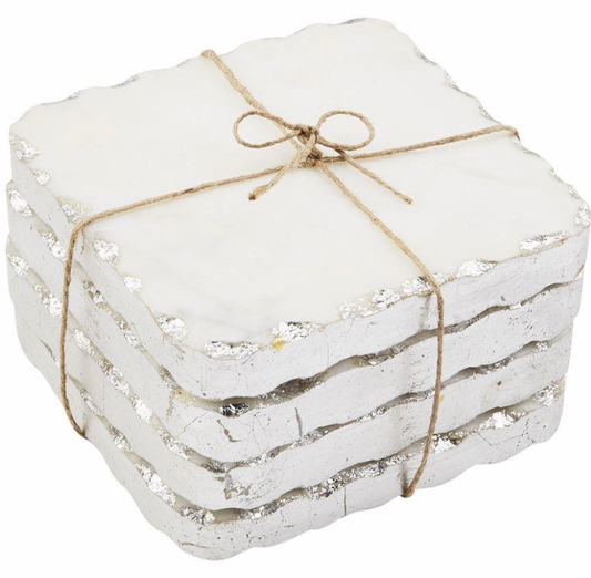 SILVER MARBLE COASTER SET