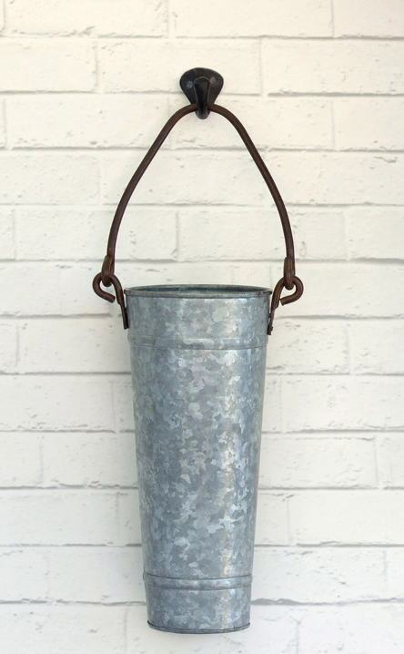 Tall Metal Display Bucket with Handle, 14"