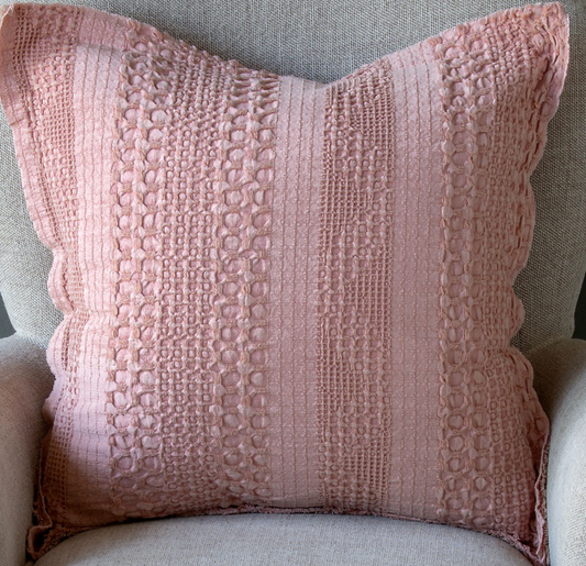 Heathered Waffle Weave Pillow, Faded Coral