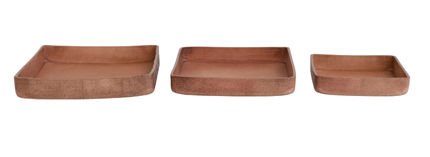 Decorative Leather Trays, Brown