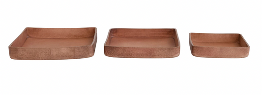 Decorative Leather Trays, Brown