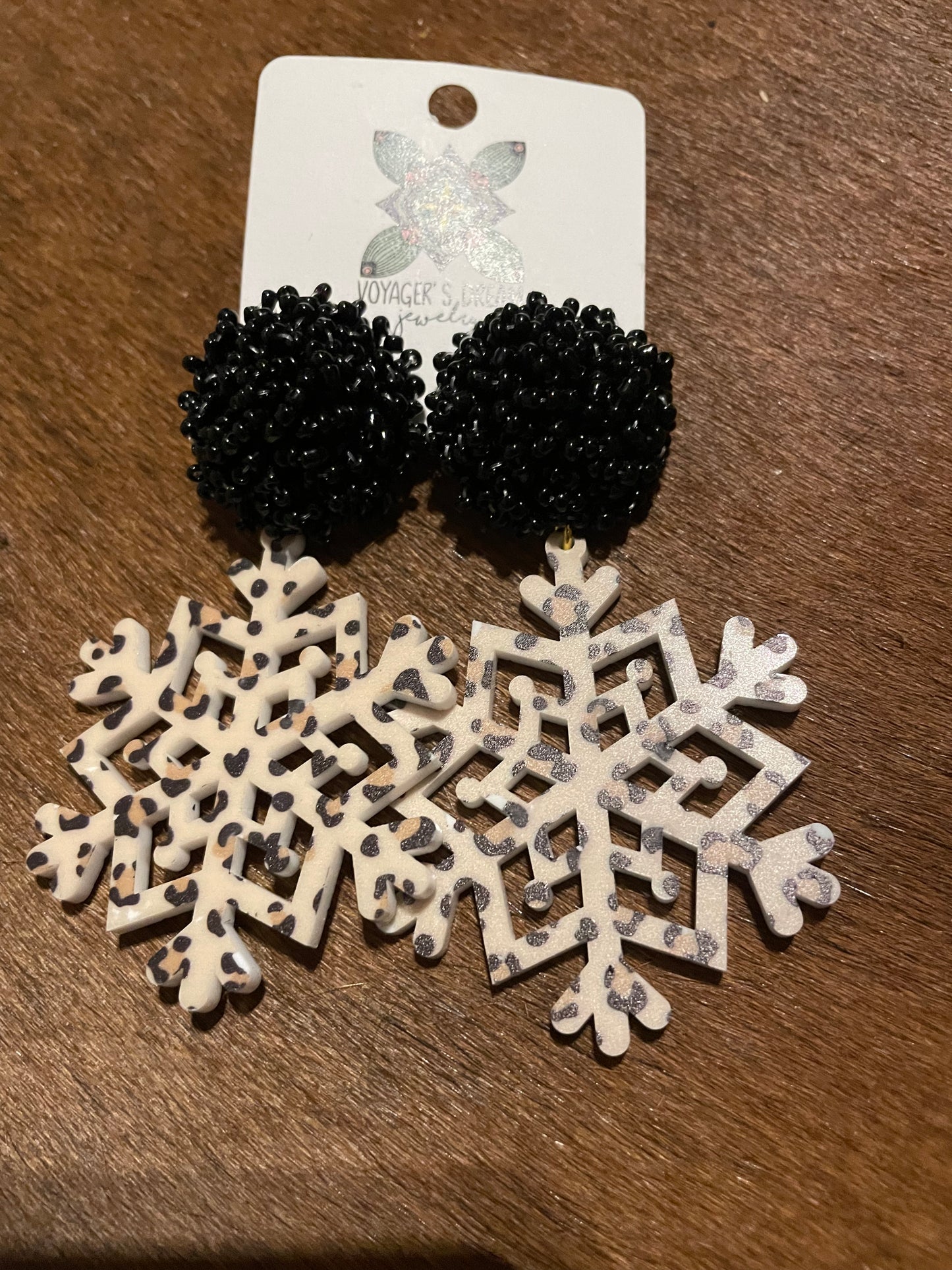 Beaded and Leopard Print Snow Flake